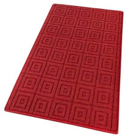 emmevi Alfombra de cocina 3D antideslizante de color liso, lavable, suave, absorbente, mod. EVITA 57 x 115 cm, burdeos