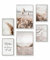 Heimlich® Premium Poster Set mit Bilderrahmen Aluminium Silber | 2 x DIN A3 & 4 x DIN A4 - ca. 30x42 & 21x30 | Stilvolle Poster Collagen mit passenden Bilder als Wanddeko » Achtsam Beige Strand «