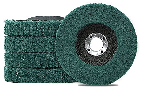 SI FANG 5Pcs 100mm x 16mm Nylon Flap Disc Polishing Wheel, 120 Grit Scouring Pad Fiber Abrasive Grinding Disc, Buffing Wheels for 4 inch Angle Grinder, Water And Oil Resistant, Elastic Grinding