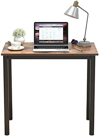 sogesfurniture Escritorios Compacto 80x40cm Mesa de Ordenador Escritorios para Computadora Escritorio de Oficina Mesa de Trabajo Mesa de Estudio de Madera y Acero, Marrón & Negro BHEU-AC3FB-8040