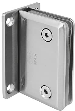 Amig - Support mural fixe pour douches mod.D | Pour parois de douche en verre | De zamak avec finition nickel mat | 8-12 mm d'épaisseur | Charge maximale par couple : 35 kg | Dimensions : 88 x 54 mm