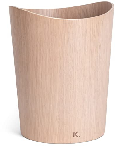 Kazai. Echtholz Papierkorb Börje | Holz Mülleimer für Büro, Kinderzimmer, Schlafzimmer u.m. | 9 Liter | Eiche weiß