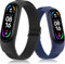 AK Armband Kompatibel mit Xiaomi Mi Band 6 / 5 / 4 / 3 / Amazfit Band 5, Nylon Elastisch Sport Uhrenarmband für Mi Band 6/5/4/3/Amazfit Band 5 (Schwarz+Navy blau)