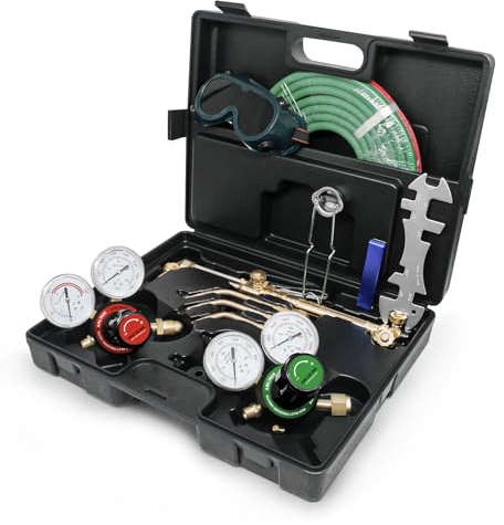 AWLOLWA Kit de torche à acétylène d'oxygène pour travail moyen et kit de soudure (noir)