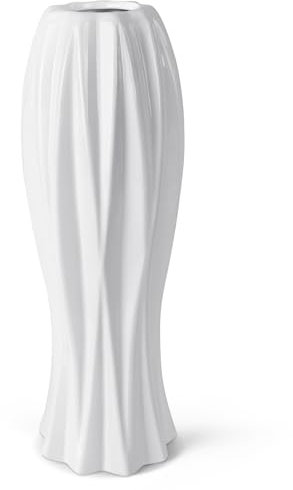 Kaitnax 12 Flower White Ceramic Vase Minimalism Style for Modern Table Shelf Home Décor White Vases for Pampas Grass, Office Decor