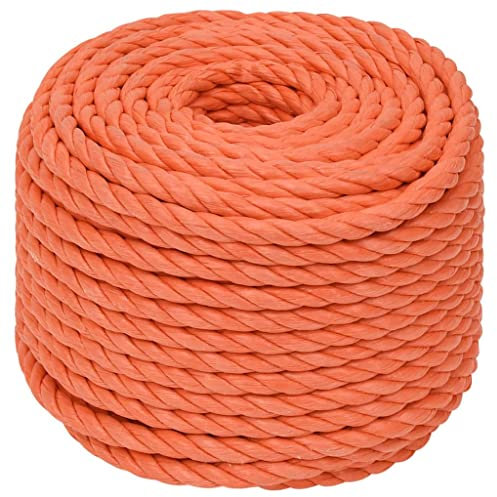vidaXL Arbeitsseil Bodenarbeitsseil Arbeitsleine Mehrzweckleine Seil Bootsleine Allzweckseil Schnur Tau Leine Gedreht Orange 12mm 50m Polypropylen