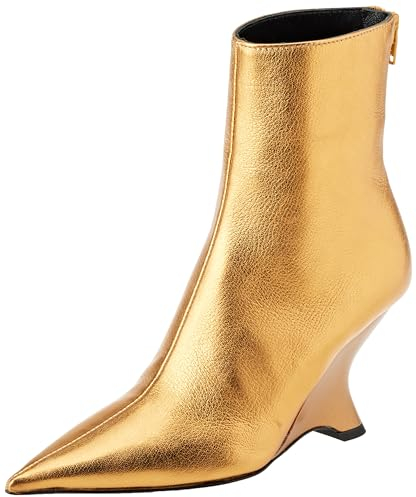 Pinko ALBENIZ Tronchetto Pelle LAMIN, Stivaletto Donna, ZZL_Oro, 41 EU