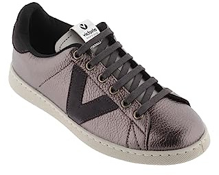 Victoria Damen Tenis Metal Efecto Piel Sneaker, Antracita, 42 EU