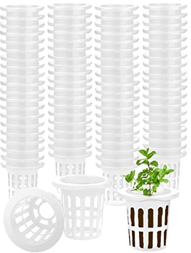 5CM Höhe Garten Schlitz Mesh Runde Net Cups, 100PCS Net Cups, Leichte Wirtschaft Heavy Duty BPA freie Kunststoff Net Cups für breite Lippen Eimer Korb Topf Cups für Hydroponik Aquaponics (Weiß)