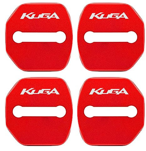 ZILOOK 4 Pcs Car Door Lock Cover for Ford Kuga,Stainless Steel Dust Water-Proof Cover Latches Cover Protector Automotive Interior Protection Accessories,Red1-A