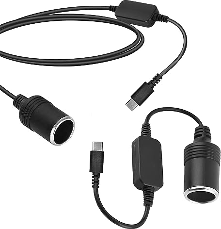 2 Stück USB C Stecker auf 12V Auto Zigarettenanzünder 5V auf 12V KFZ USB auf Zigarettenanzünder Buchse Konverter für Auto Zigarettenanzünder Kamera GPS E-Dog Handy Galaxy Pixel Tablets(30 cm 60 cm)