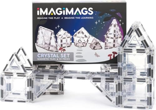 IMAGIMAGS Magnetic Building Tiles, 38 Piece Transparent Clear Crystal Set for Boys Girls Kids, Educational Creative Learning Activity Building Block Toddler Toys, STEM, Children Ages 3 Years +