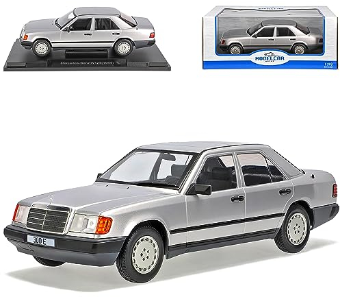 alles-meine.de GmbH Mercedes-Benz E-Klasse 300 E W124 Limousine Silber 1984-1997 1/18 Model Car Group Modell Auto mit individiuellem Wunschkennzeichen