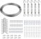 Fshihine 30M Garden Wire Rope Kit with Turnbuckles, 1.5mm 304 Stainless Steel Cable, Garden Wire for Climbing Plants, Fence, Trellis, Outdoor String Light Hanging