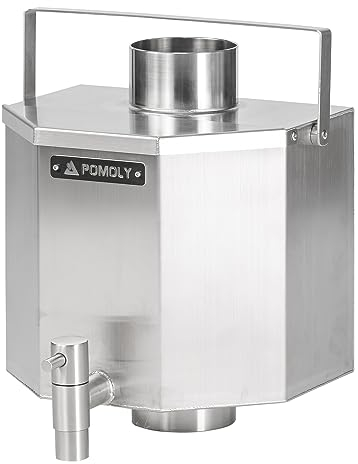 POMOLY Camping Tent Stove Water Tank Chimney Water Tank, Portable Stainless Steel Water Tank for Wood Stove, Chimney Pipe Diameter 7cm / 2.76in