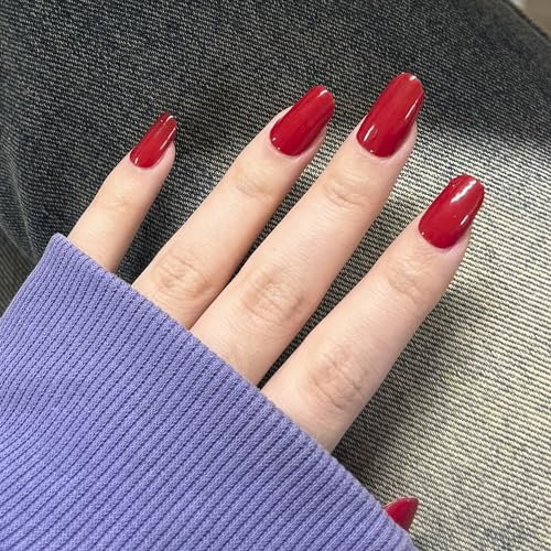 DANNI & TONI 28Pcs Semi Cured Gel Nail Polish Strips Gel Nail Stickers Solid Colour (Scarlet Delight),Salon-Quality Gel Nail Polish Strips Manicure Stickers Set