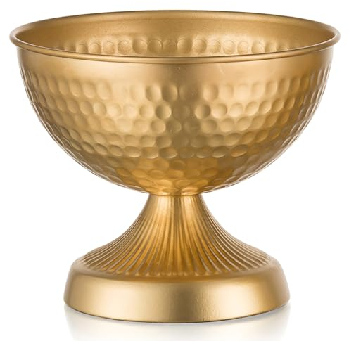 Sziqiqi Gold Metall Urnen Vase - 15cm Hoch Kleine Vintage Vasen Elegante Urnen Pflanzer für Blumen Arrangement Antik Gehämmerte Schale Blumenvase für Tisch Wohnzimmer Schlafzimmer Home Decor