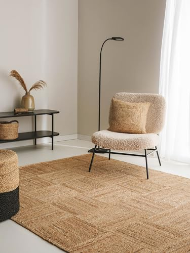 benuta Pure Jute Teppich Jutta - Natur 60x100 cm - Handgewebter Wohnzimmerteppich - Natürliches Boho Design - Für Fußbodenheizung geeignet