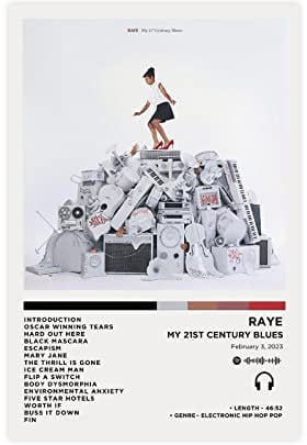 Raye My 21st Century Blues Album Poster Leinwand Poster Wandkunst Dekor Druck Bild Gemälde für Wohnzimmer Schlafzimmer Dekoration ungerahmt 20 x 30 cm