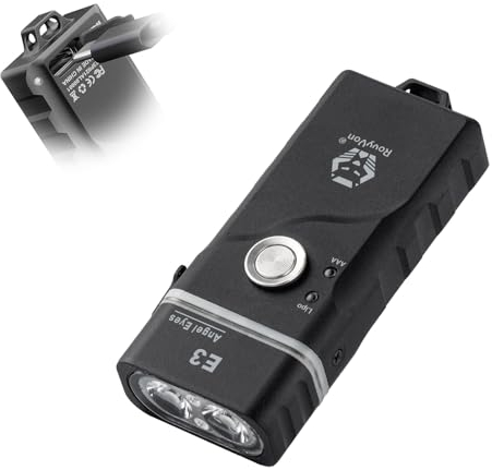 RovyVon E3 Schwarz Schlüsselanhänger Taschenlampe Dual Power Mini Super Hell 700 Lumen mit Lockout Modus, Wasserdicht für Alltag Tragen, Camping, Wandern, Notfall (Warmweiß)