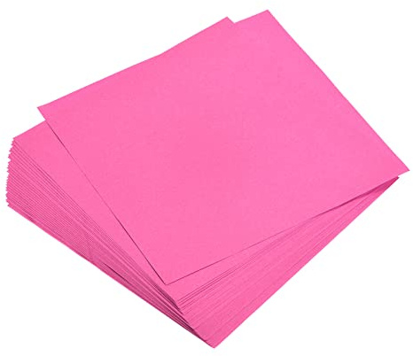 sourcing map Lot de 25 feuilles de papier origami double face 20 x 20 cm 70 g/m² rose fluo pliable pour projets artistiques, débutants, décoration de cadeaux
