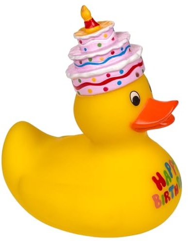 MIJOMA Quietsche-Ente Badeente | Niedliche Schwimmenten für Kinder & Erwachsene | Hochwertiges, langlebiges Material | ca. 10 cm (Geburtstag)