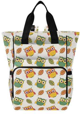 ALAZA Baby-Wickeltasche, Rucksack, Wickeltasche, bunt, abstrakte Libellen, multifunktionale Wickeltasche, große Kapazität, Mama-/Papa-Rucksack, Eule 122a, One size