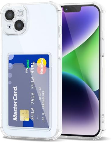 Svanove for iPhone 14 Case Wallet Clear, Card Holder Case with Credit Card Slot, Thin Slim Transparent Silicone Grip Soft Rubber Protective Shockproof Airbag Bumper for Women, Clear