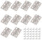 10pcs Stainless Steel Door Hinges 44x31mm with 60 Screws for Internal & External Wooden Doors (Silver)