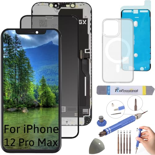 Int'x Hard OLED Display for iPhone 12 Pro Max LCD Screen Replacement Touchscreen with Tool Black with Frame High Quality