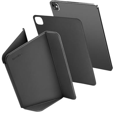 tomtoc Smart Folio Hülle für iPad Pro 11 Zoll 2024 M4 OLED, Abnehmbare, Dünne Schutzhülle Case mit 4 Nutzungsmodi und Ultra-leichtem Glasfaser Material, Magnetisch Cover Abdeckung für Pencil, Schwarz