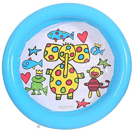 Baby Paddling Pool Inflatable Swimming Pool 65cm Round 2 Ring Paddling Pool Indoor Outdoor Inflatable Pool Water Toy for Kids (Blue)