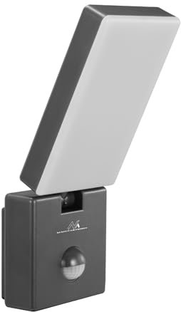 Maclean MCE516 LED Wandleuchte mit PIR Bewegungsmelder, Wandbeleuchtung Innen & Außen, Wandlampe, 10W, IP65 - Wasserfest, 800lm, 4000K Neutralweiß, Erfassungsbereich: max. 9m (Grau)