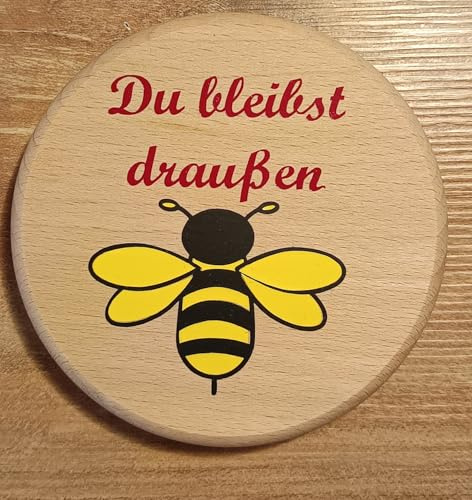 Bierdeckel, Getränkeabdeckung für Becher, Glas aus Buchenholz ~ Biene