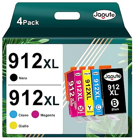 Jagute 912XL Druckerpatronen Ersatz für HP HP 912 912XL Multipack Kompatibel mit HP OfficeJet Pro 8021 8022 8023 8024 8025 8010 8012 8014 8015 8017 (1 Schwarz, 1Cyan, 1 Magenta, 1 Gelb)