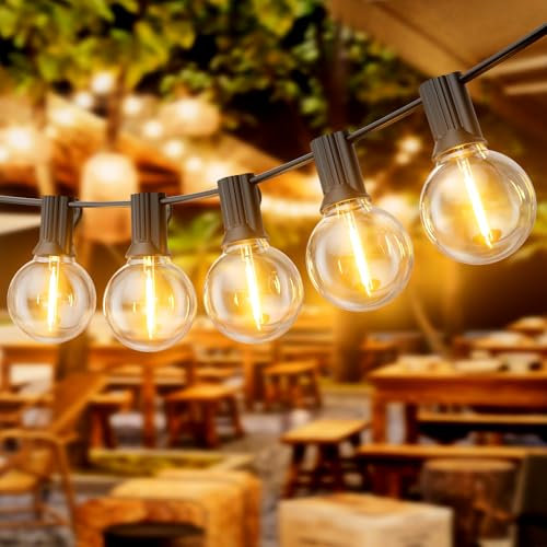 Dotrvmp LED Outdoor String Lights 30FT/9M Festoon Lights with Shatterproof G40 Vintage Edison Bulbs, Garden Lights Waterproof for Porch, Deck, Garden, Backyard, Balcony, 2700K Warm White