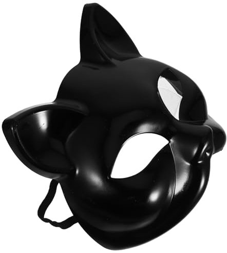 Cabilock Halloween-maske Weiße Maske Leere Halbmaske Halbe Katzenmaske Bemalbare Tiermaske Bemalbare Maske Leere Masken Selber Machen Diy-masken Cosplay-maske Katzenmasken Black Plastik