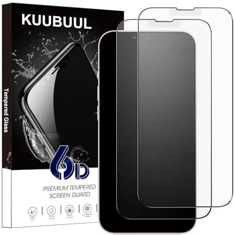 KUUBUUL Verre Trempé Mat pour iPhone 13/13 Pro/iPhone 14 6,1 Pouces, 2 Pièces Protection D'écran Matte, Anti-Reflet et Anti-Traces de Doigts, Dureté 9H Antichoc Anti Rayure Vitre