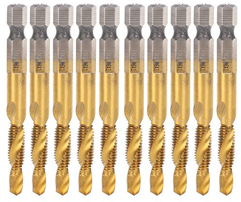 M6 Tap Drill Bit Set, 10PCS Tapping Bits 6mm M6 Combination Drill Taps Bit Set Hex Shank Screw Taps