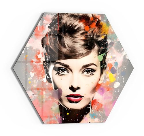 DEQOART Glasbild Echtglas | Motiv Kontrast der Schönheit | sechseckig einteilig Sechseck 55x47,6 cm | schöne Dekoration | Wandbild für Wohnzimmer, Schlafzimmer, Flur & Küche | Wanddeko