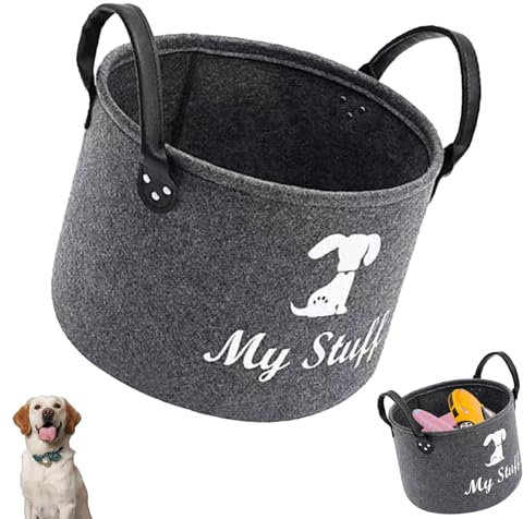 Dog Toy Storage Box, Large Organizer with Handles Basket for Dogs Durable with Handles Multi Use for Chew Accessories Easy Clean Pet Toy Organizer