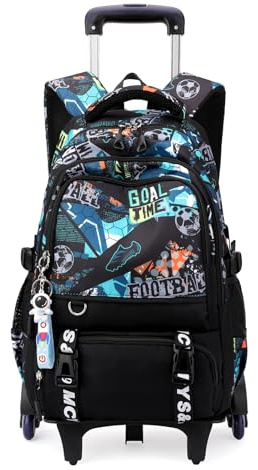 Schulrucksack mit Rollen Mädchen Jungen Teenager Rucksack mit Rollen Trolley Kinder Schultasche Kinder 52x35x25cm