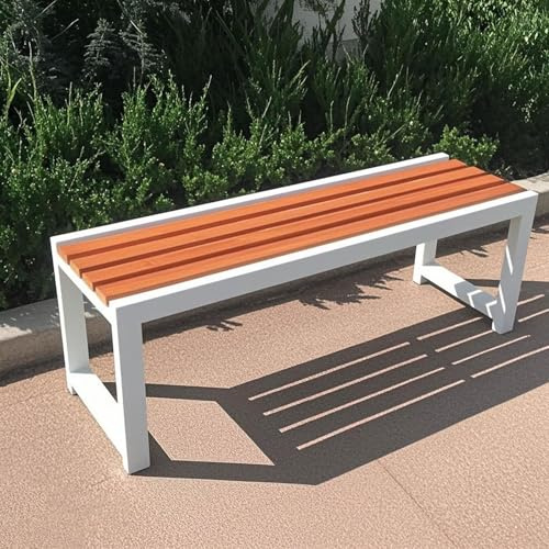 Gartenbank Aus Holz Ohne Lehne, Gartenmöbel Bänke, Gartenbank Metall Wetterfest, Sitzbank Mit Metallrahmen,Gusseisen Außenbänke, Bank Holz Outdoor, Parkbank Aus Metall, for Terrasse, Park, Rasen, Hof