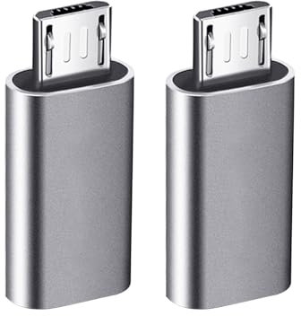Mugust Pack 2 USB C Adapters,Type C Female to Micro USB Male Convert Connector Support Charge & Data Sync Compatible with Galaxy S7/S7 Edge,Nexus 5/6 and Micro USB Devices (Black/Silver)