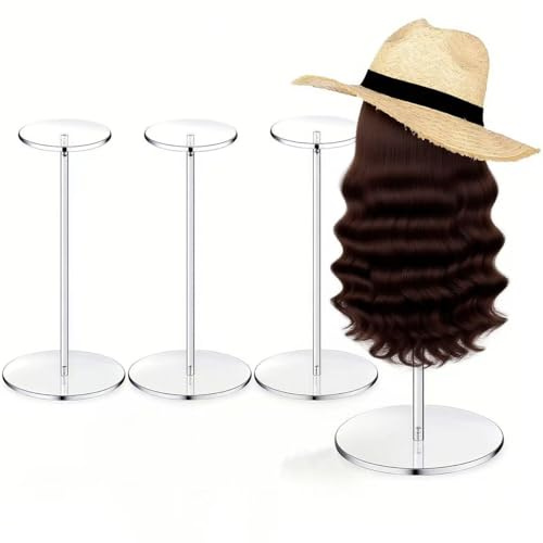 HFYZZ 3 Stück 30cm Perückenständer Acryl Für kurze Haar, Training Head Ständer für Perücke Display Styling, Transparenter Display Riser für Hut Helm Sammlerstücke Schmuck