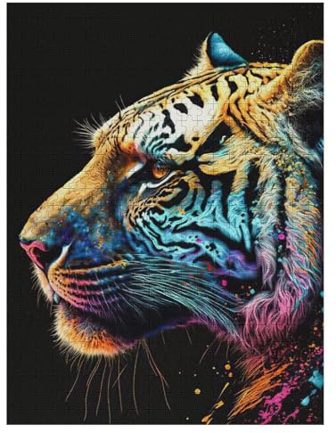 500 Teile Puzzle Für Erwachsene, Tiger -Puzzles, Kinder HolzPuzzle, Kreatives Puzzle, Geschenk Für Freunde Und Familie 55×41cm