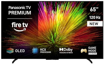 Panasonic Premium TV-65Z80BEZ, Serie Z80B, 65 Pulgadas, Smart TV OLED 4K Ultra HD, 2025, Fire TV, Dolby Vision y Atmos, Modo Juego Extremo, Compatible con Alexa y Apple, Bluetooth, Negro