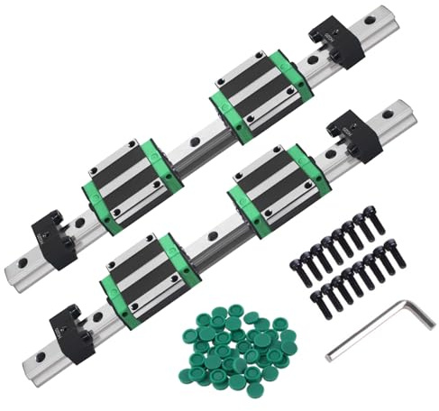 Linearführung Set, 2 Stück HGR20-500 mm Linearschiene Führungsschiene mit 4 Stück HGW20CC Gleitblock + 4 Stück Begrenzungsblock für 3D-Drucker CNC Maschine