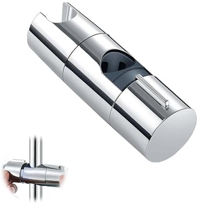 Soporte para Ducha Ajustable para Barra Deslizante de 19-25mm, Soporte para Ducha Sin Perforación, Soporte Rotativo de 360° para Mangueras de Ducha Estándar, Fácil Instalación y Uso