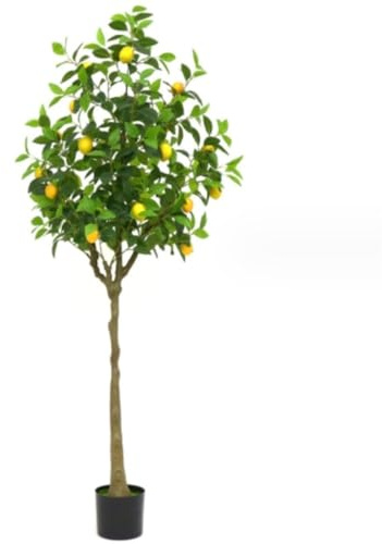 HDICUHNANU Lifelike Leaves Artificial Lemon Tree Faux Plants Indoor Outdoor Decor For Home Office Living Room Porch Office Garden(180cm)
